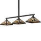 Meyda Lighting Nuevo Mission 63" 3-Light Craftsman Brown Island Pendant Light With Brown & Beige Shade Glass