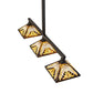 Meyda Lighting Nuevo Mission 63" 3-Light Craftsman Brown Island Pendant Light With Brown & Beige Shade Glass