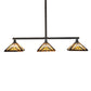 Meyda Lighting Nuevo Mission 63" 3-Light Craftsman Brown Island Pendant Light With Brown & Beige Shade Glass