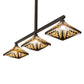 Meyda Lighting Nuevo Mission 63" 3-Light Craftsman Brown Island Pendant Light With Brown & Beige Shade Glass