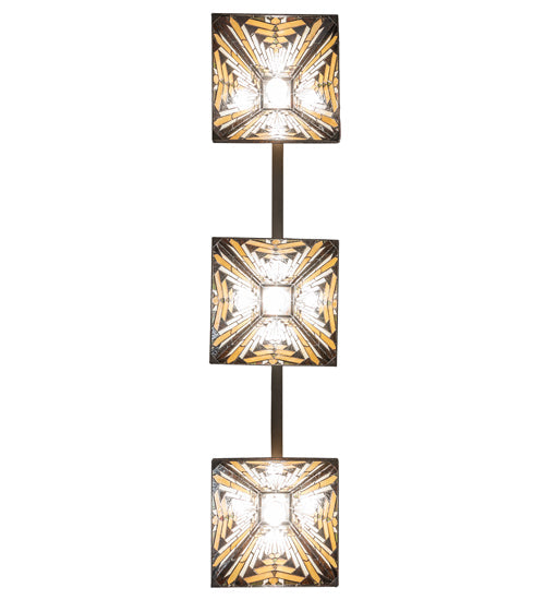 Meyda Lighting Nuevo Mission 63" 3-Light Craftsman Brown Island Pendant Light With Brown & Beige Shade Glass