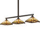 Meyda Lighting Nuevo Mission 63" 3-Light Craftsman Brown Island Pendant Light With Brown & Beige Shade Glass