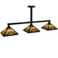 Meyda Lighting Nuevo Mission 64" 3-Light Craftsman Brown Island Pendant Light With Brown & Beige Shade Glass