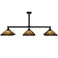 Meyda Lighting Nuevo Mission 64" 3-Light Craftsman Brown Island Pendant Light With Brown & Beige Shade Glass