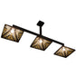 Meyda Lighting Nuevo Mission 64" 3-Light Craftsman Brown Island Pendant Light With Brown & Beige Shade Glass