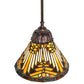 Meyda Lighting Nuevo Mission 8" Mahogany Bronze Mini Pendant Light With Beige & Brown Shade Glass