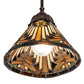 Meyda Lighting Nuevo Mission 8" Mahogany Bronze Mini Pendant Light With Beige & Brown Shade Glass