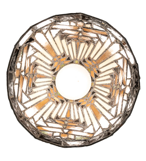 Meyda Lighting Nuevo Mission 8" Mahogany Bronze Mini Pendant Light With Beige & Brown Shade Glass