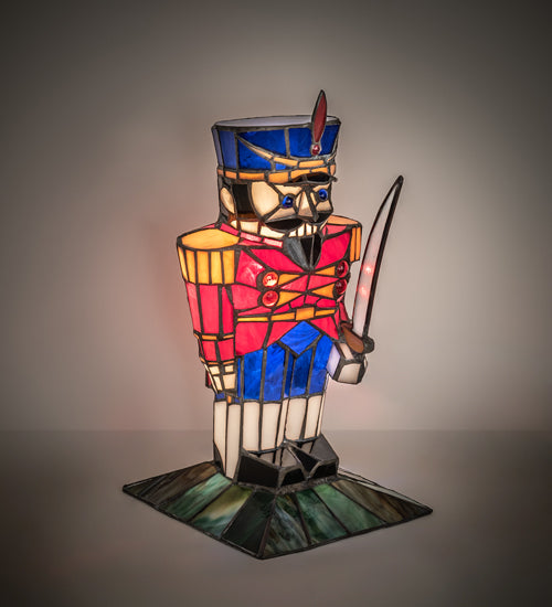 Meyda Lighting Nutcracker 15" Accent Table Lamp With Multi-Colored Shade Glass