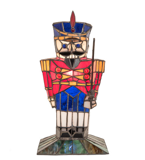 Meyda Lighting Nutcracker 15" Accent Table Lamp With Multi-Colored Shade Glass