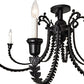 Meyda Lighting Oak Bough 50" 8-Light Textured Black Semi-flush Mount Light With White Faux Candlelight