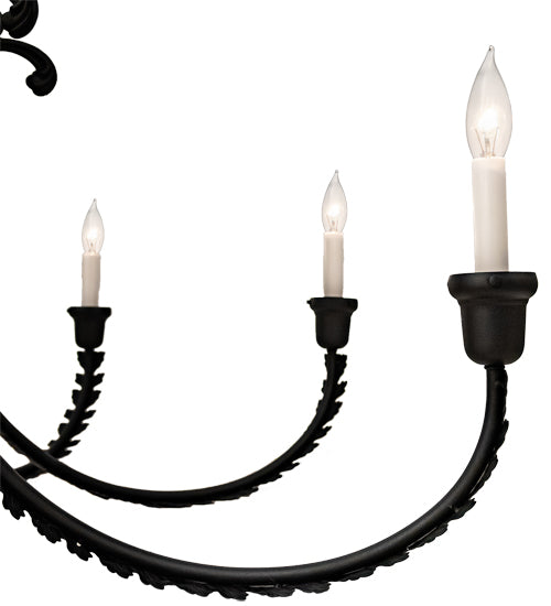 Meyda Lighting Oak Bough 50" 8-Light Textured Black Semi-flush Mount Light With White Faux Candlelight