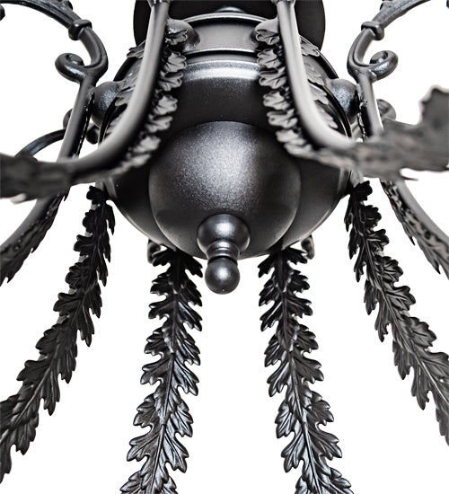 Meyda Lighting Oak Bough 50" 8-Light Textured Black Semi-flush Mount Light With White Faux Candlelight