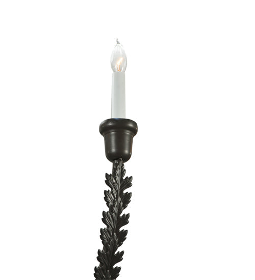 Meyda Lighting Oak Bough 80" 12-Light Timeless Bronze Chandelier With White Shade Glass