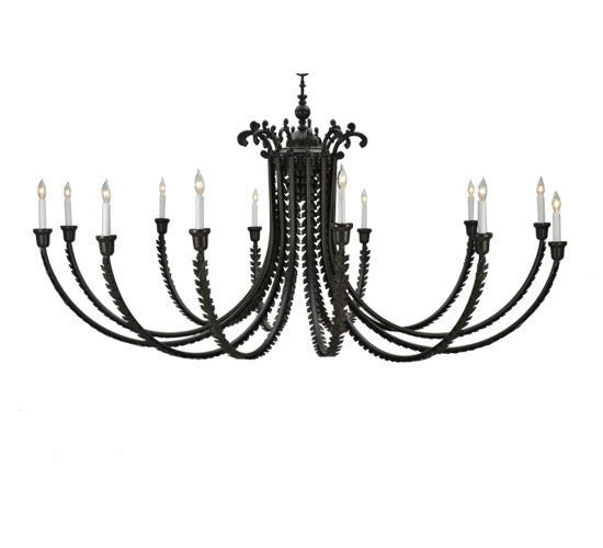 Meyda Lighting Oak Bough 80" 12-Light Timeless Bronze Chandelier With White Shade Glass