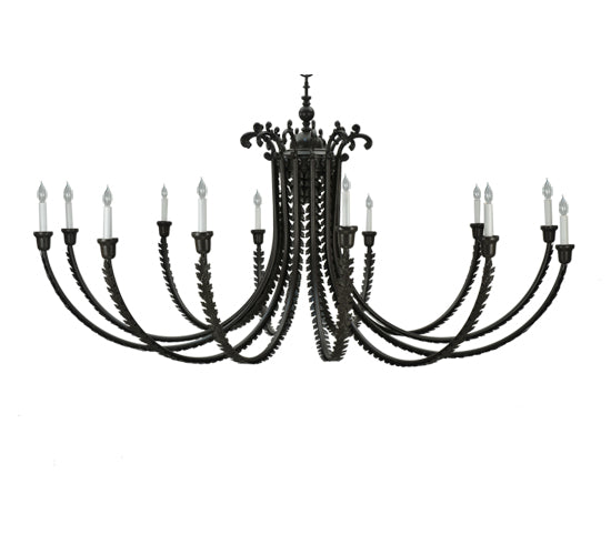 Meyda Lighting Oak Bough 80" 12-Light Timeless Bronze Chandelier With White Shade Glass