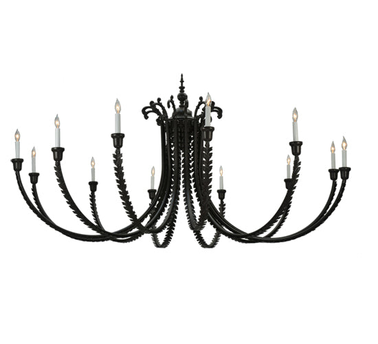 Meyda Lighting Oak Bough 80" 12-Light Timeless Bronze Chandelier With White Shade Glass