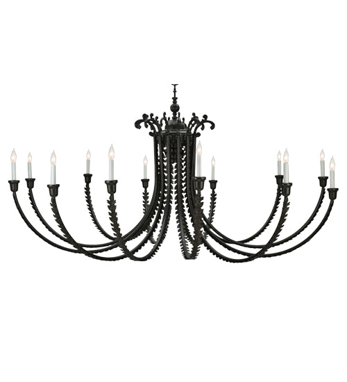Meyda Lighting Oak Bough 80" 12-Light Timeless Bronze Chandelier With White Shade Glass