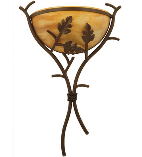 Meyda Lighting Oak Branch 15" Cafe Noir Wall Sconce With Ambra Siena Idalight Shade Glass