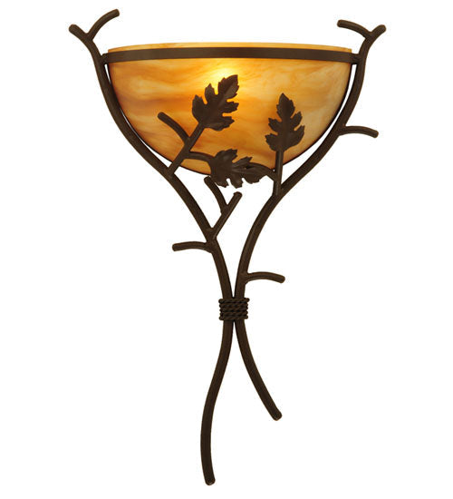 Meyda Lighting Oak Branch 15" Cafe Noir Wall Sconce With Ambra Siena Idalight Shade Glass