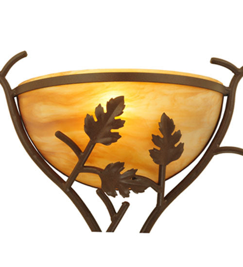 Meyda Lighting Oak Branch 15" Cafe Noir Wall Sconce With Ambra Siena Idalight Shade Glass