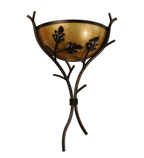 Meyda Lighting Oak Branch 15" Copper Vein Wall Sconce With Ambra Siena Idalight Shade Glass
