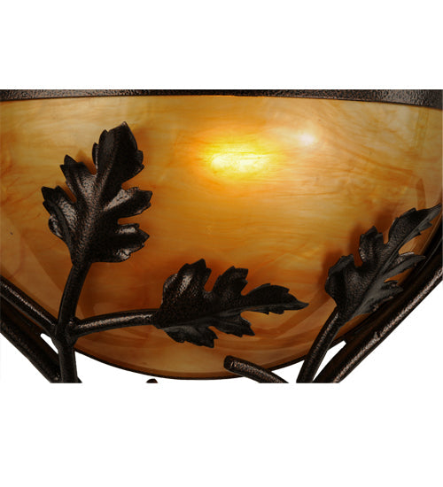 Meyda Lighting Oak Branch 15" Copper Vein Wall Sconce With Ambra Siena Idalight Shade Glass