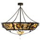Meyda Lighting Oak Branch 50" 11-Light Antique Copper Chandelier With Travertine Idalight Shade Glass and Wood Fan