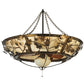 Meyda Lighting Oak Branch 50" 11-Light Antique Copper Chandelier With Travertine Idalight Shade Glass and Wood Fan