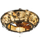 Meyda Lighting Oak Branch 50" 11-Light Antique Copper Chandelier With Travertine Idalight Shade Glass and Wood Fan
