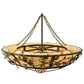 Meyda Lighting Oak Branch 50" 11-Light Antique Copper Chandelier With Travertine Idalight Shade Glass and Wood Fan