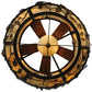 Meyda Lighting Oak Branch 50" 11-Light Antique Copper Chandelier With Travertine Idalight Shade Glass and Wood Fan