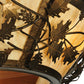 Meyda Lighting Oak Branch 50" 11-Light Antique Copper Chandelier With Travertine Idalight Shade Glass and Wood Fan