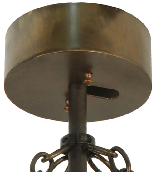 Meyda Lighting Oak Branch 50" 11-Light Antique Copper Chandelier With Travertine Idalight Shade Glass and Wood Fan