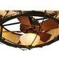 Meyda Lighting Oak Branch 50" 11-Light Antique Copper Chandelier With Travertine Idalight Shade Glass and Wood Fan