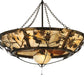 Meyda Lighting Oak Branch 50" 11-Light Antique Copper Chandelier With Travertine Idalight Shade Glass and Wood Fan