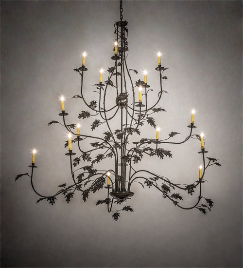 Meyda Lighting Oak Leaf 222594 72" 15-Light Timeless Bronze Chandelier With Ivory Faux Candlelight