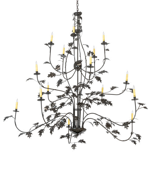 Meyda Lighting Oak Leaf 222594 72" 15-Light Timeless Bronze Chandelier With Ivory Faux Candlelight