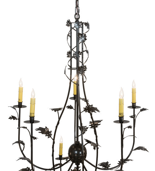Meyda Lighting Oak Leaf 222594 72" 15-Light Timeless Bronze Chandelier With Ivory Faux Candlelight