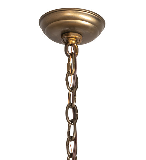 Meyda Lighting Oak Leaf 32" 9-Light Antique Copper Chandelier With Ivory Faux Candlelight