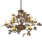 Meyda Lighting Oak Leaf 32" 9-Light Antique Copper Chandelier With Ivory Faux Candlelight