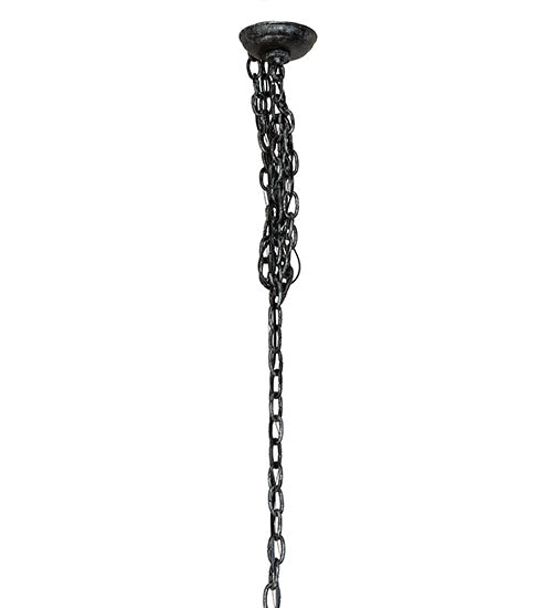 Meyda Lighting Oak Leaf 36" 9-Light Gunmetal Chandelier With White Faux Candlelight