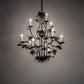 Meyda Lighting Oak Leaf 36" 9-Light Gunmetal Chandelier With White Faux Candlelight