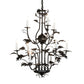 Meyda Lighting Oak Leaf 36" 9-Light Gunmetal Chandelier With White Faux Candlelight