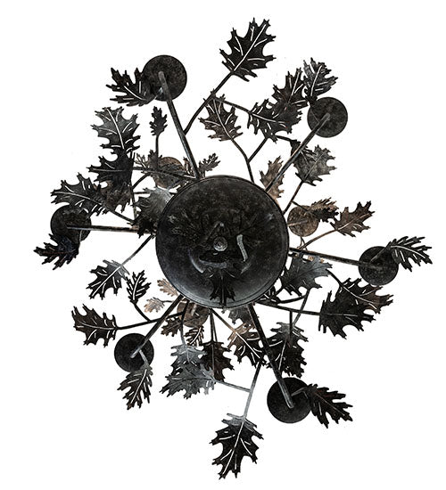 Meyda Lighting Oak Leaf 36" 9-Light Gunmetal Chandelier With White Faux Candlelight