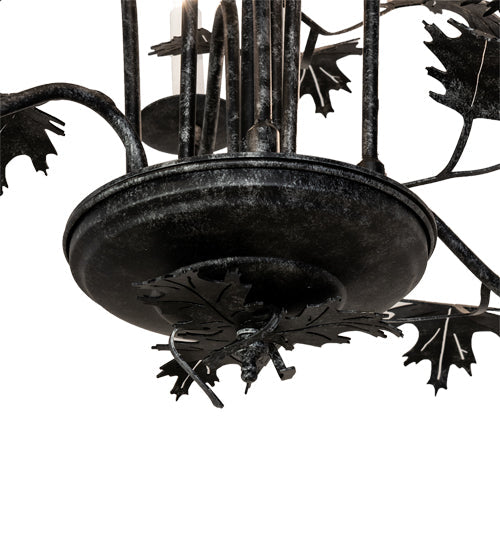 Meyda Lighting Oak Leaf 36" 9-Light Gunmetal Chandelier With White Faux Candlelight