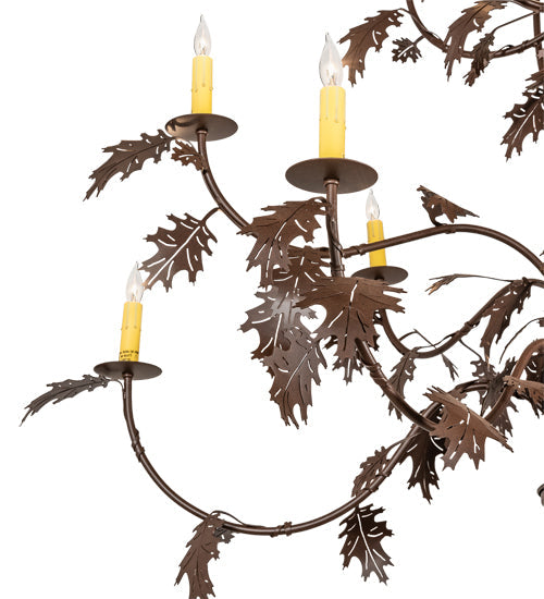Meyda Lighting Oak Leaf 48" 15-Light Cafe Noir Chandelier With Ivory Faux Candlelight