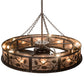 Meyda Lighting Oak Leaf 55" 20-Light Copper Vein Chandelier With Silver Mica Shade Glass and Fan