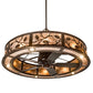 Meyda Lighting Oak Leaf 55" 20-Light Copper Vein Chandelier With Silver Mica Shade Glass and Fan