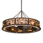 Meyda Lighting Oak Leaf 55" 20-Light Copper Vein Chandelier With Silver Mica Shade Glass and Fan